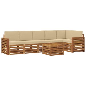 vidaXL Ensemble de canapés d'extérieur 7 pc Naturel et Beige Polyester