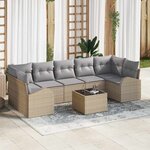 vidaXL Ensemble de canapé de jardin 8 Pièces Beige 55 x 55 x 37 cm