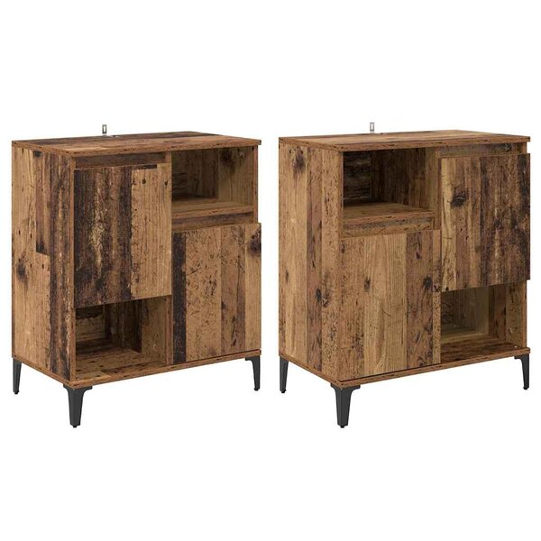vidaXL Buffets 2 Pièces Bois Ancien 60 x 35 x 70 cm Bois d'ingénierie