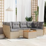vidaXL Salon de jardin avec coussins 7Pièces mélange beige résine tressée