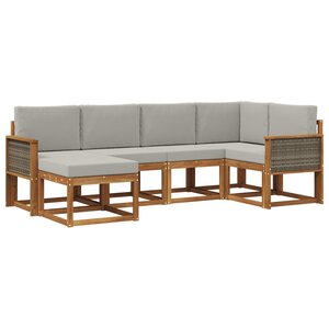 vidaXL Ensemble de canapés d'extérieur 6 pc Naturel et gris clair