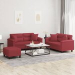 vidaXL Ensemble de canapés 3 Pièces et coussins rouge bordeaux similicuir