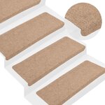 vidaXL Tapis d'escalier auto-adhésifs 15 Pièces 65x24 5x3 5 cm Beige