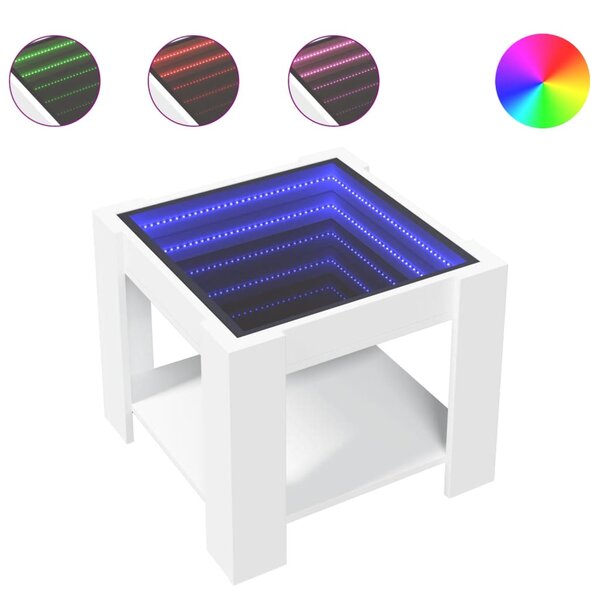 vidaXL Table basse avec LED blanc 53x53x45 cm bois d'ingénierie