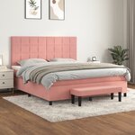 vidaXL Sommier à lattes de lit avec matelas Rose 180x200 cm Velours