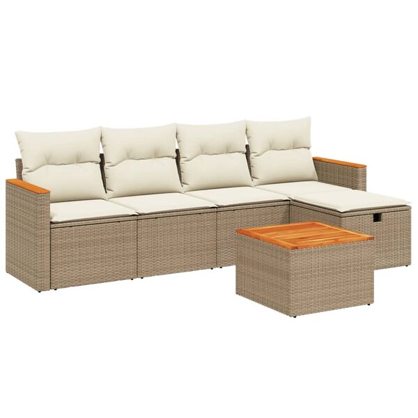 vidaXL Salon de jardin avec coussins 6 Pièces beige résine tressée