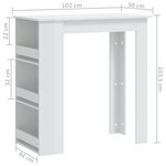 vidaXL Table de bar étagère de rangement Blanc brillant 102x50x103 5cm