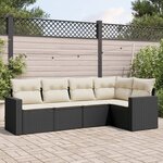vidaXL Salon de jardin 5 Pièces avec coussins noir résine tressée