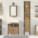 Set de coiffeuse 3 pièces en bois d'ingénierie chêne marron