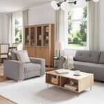 vidaXL Canapé 3 Pièces Taupe 221 x 80 x 80 cm Tissu en lin mélangé