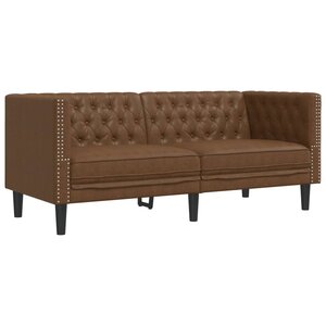 vidaXL Canapé à 2 places Chesterfield marron similicuir daim