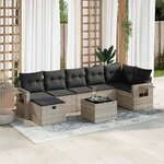 vidaXL Salon de jardin 8 Pièces avec coussins gris clair résine tressée