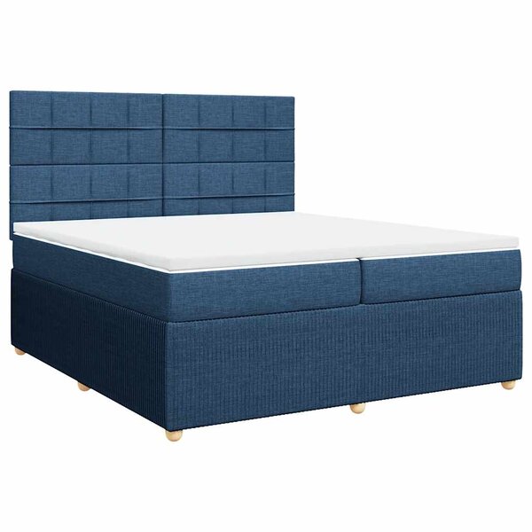 vidaXL Sommier à lattes de lit avec matelas Bleu 200x200 cm Tissu