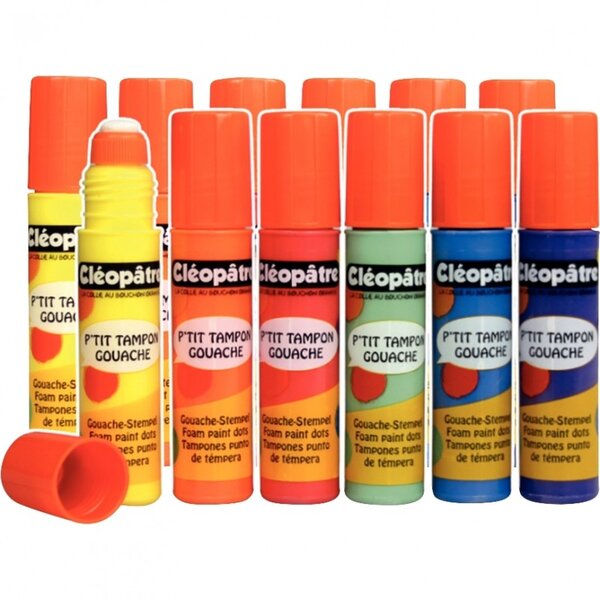 Lot de 12 tampons gouaches 50ml rechargeable