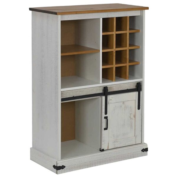 vidaXL Armoire à vin HALDEN casiers à vin porte coulissante blanc pin