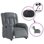 vidaXL Fauteuil de massage inclinable électrique gris similicuir