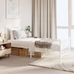 vidaXL Cadre de lit métal sans matelas avec pied de lit blanc 75x190cm