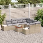 vidaXL Ensemble de canapé de jardin 9 Pièces Beige Poly rotin