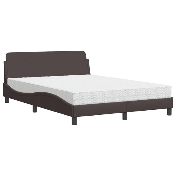 vidaXL Lit avec matelas marron foncé 140x190 cm tissu