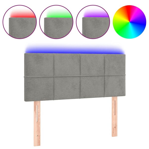 vidaXL Tête de lit à LED Gris clair 90x5x78/88 cm Velours