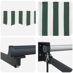 vidaXL Auvent Rétractable Vert et blanc 500 × 300 cm Polyester  Métal