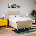 vidaXL Sommier à lattes de lit avec matelas Crème 140x200 cm Tissu
