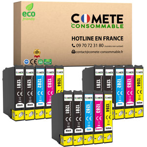 T1285 - 15 cartouches compatibles pour Epson T1281 T1282 T1283 T1284 - COMETE