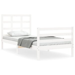 vidaXL Cadre de lit sans matelas blanc bois massif