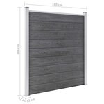 vidaXL Ensemble de clôture WPC 3 Carré + 1 Incliné 619 x 186 cm Gris