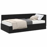 vidaXL Cadre de lit d'angle avec matelas Noir 90 x 200 cm Velours