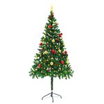 vidaXL Arbre de Noël artificiel pré-éclairé avec boules vert 180 cm