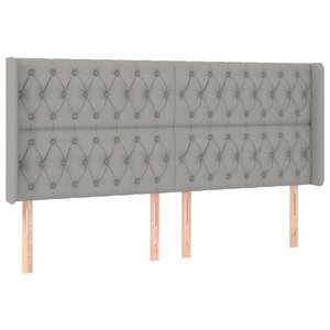 vidaXL Tête de lit avec oreilles Gris clair 183x16x118/128 cm Tissu