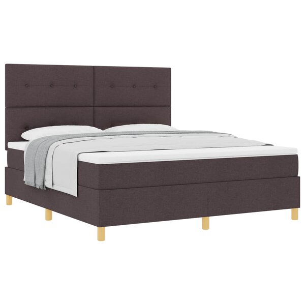 vidaXL Lit à ressorts avec matelas Marron foncé 180 x 200 cm tissu