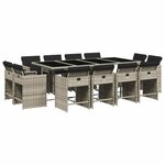 vidaXL Ensemble à manger de jardin et coussins 13 Pièces gris clair rotin
