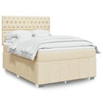 vidaXL Sommier à lattes de lit avec matelas Crème 140x200 cm Tissu