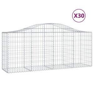 vidaXL Paniers à gabions arqués 30 Pièces 200x50x80/100 cm Fer galvanisé
