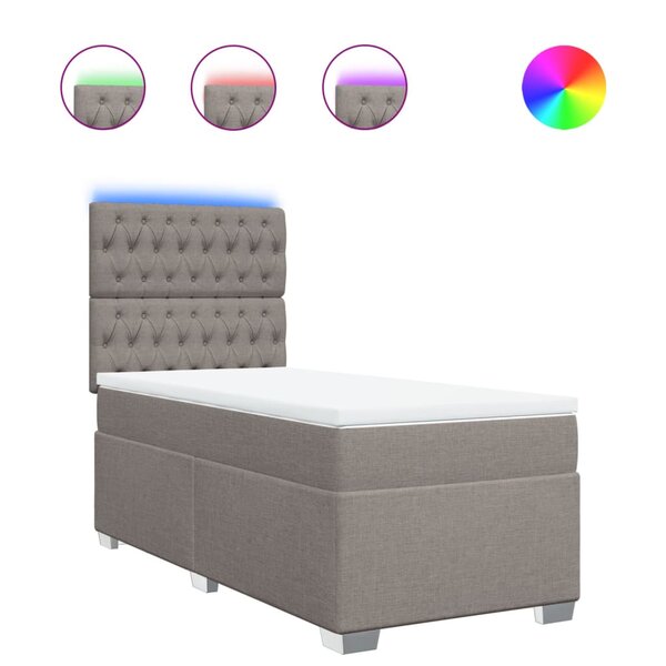 vidaXL Sommier à lattes de lit avec matelas Taupe 90x200 cm Tissu