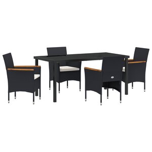 vidaXL Ensemble de Jardin 5 Pièces Noir Poly Rattan