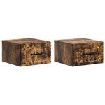 vidaXL Cabinet de chevet mural 2 pc Chêne fumé 34 5 x 33 x 20 cm