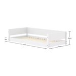 Flexa WHITE Lit Montessori bas 90 x 200 cm Avec barriere arriere Blanc