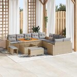 vidaXL Ensemble de canapé de jardin 13 Pièces Beige polyrotin