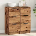 vidaXL Buffets 2 Pièces vieux bois 30x30x70 cm bois d'ingénierie