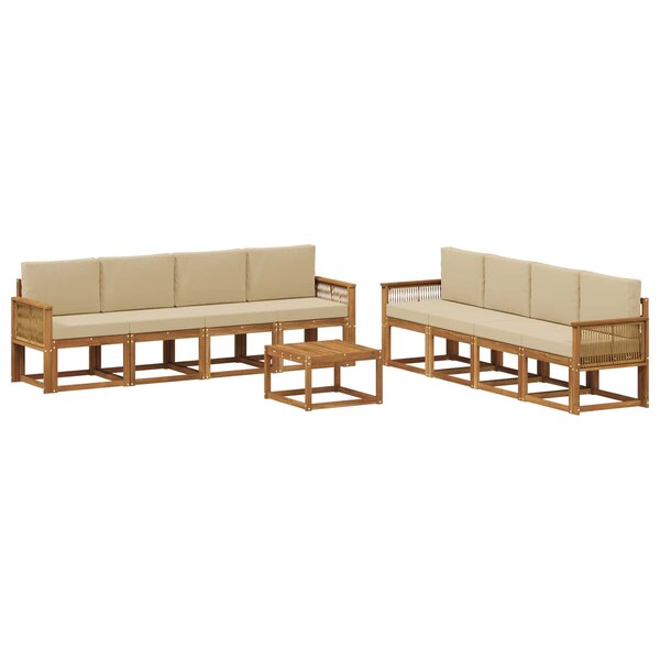vidaXL Ensemble de canapés d'extérieur 9 pc Naturel et Beige Polyester