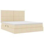 vidaXL Lit de rangement LED avec matelas Crème 160 x 200 cm Tissu