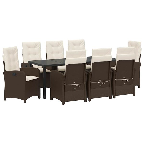 vidaXL Ensemble de salle à manger pour jardin 9 pc Marron polyrotin