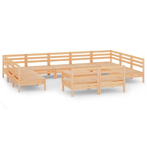 Salon de jardin meuble d'extérieur ensemble de mobilier 12 pièces bois de pin massif 02_0015696