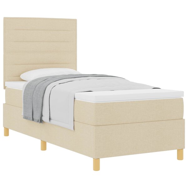 vidaXL Lit à ressorts avec matelas Crème 90 x 200 cm tissu