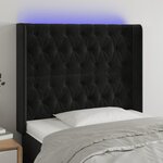 vidaXL Tête de lit à LED Noir 103x16x118/128 cm Velours