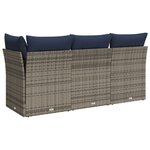 vidaXL Canapé de jardin avec coussins 3 places gris résine tressée