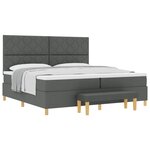 vidaXL Lit avec Sommier et Banc Gris Foncé 200x200 cm Tissu
